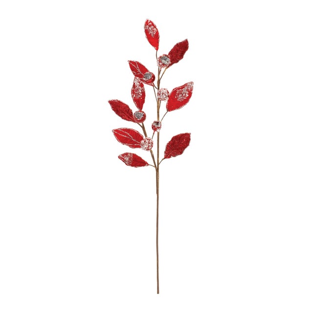 Add a festive and elegant touch to your holiday decor with this exquisite set of Beaded Red Leaf Sprays. Designed to bring...