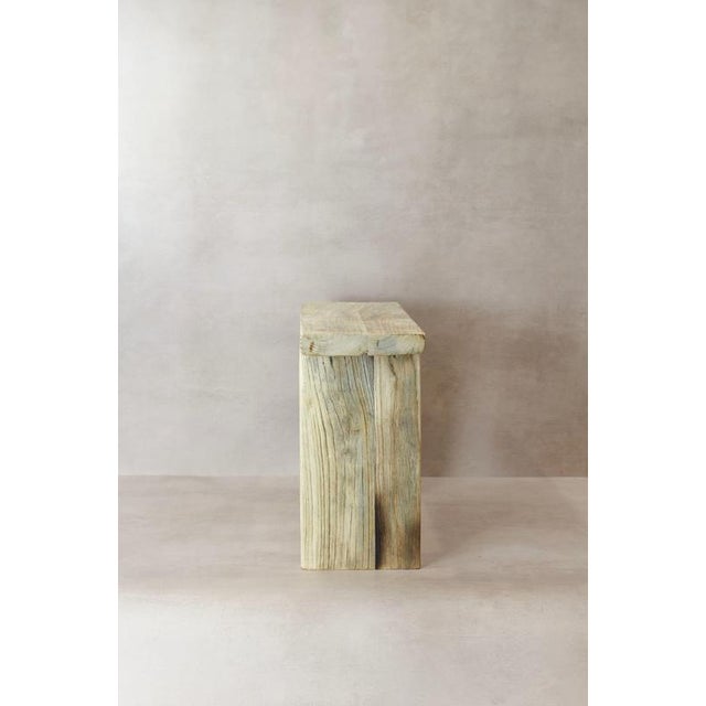 Vintage Rustic Square Elm Stool For Sale - Image 5 of 7
