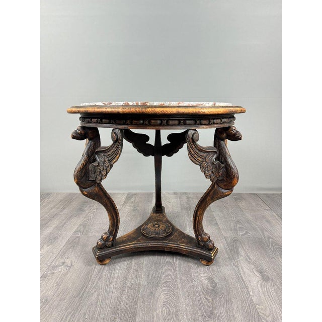 19th Century Carved Wooden Gueridon Table with Marble Top For Sale - Image 3 of 10