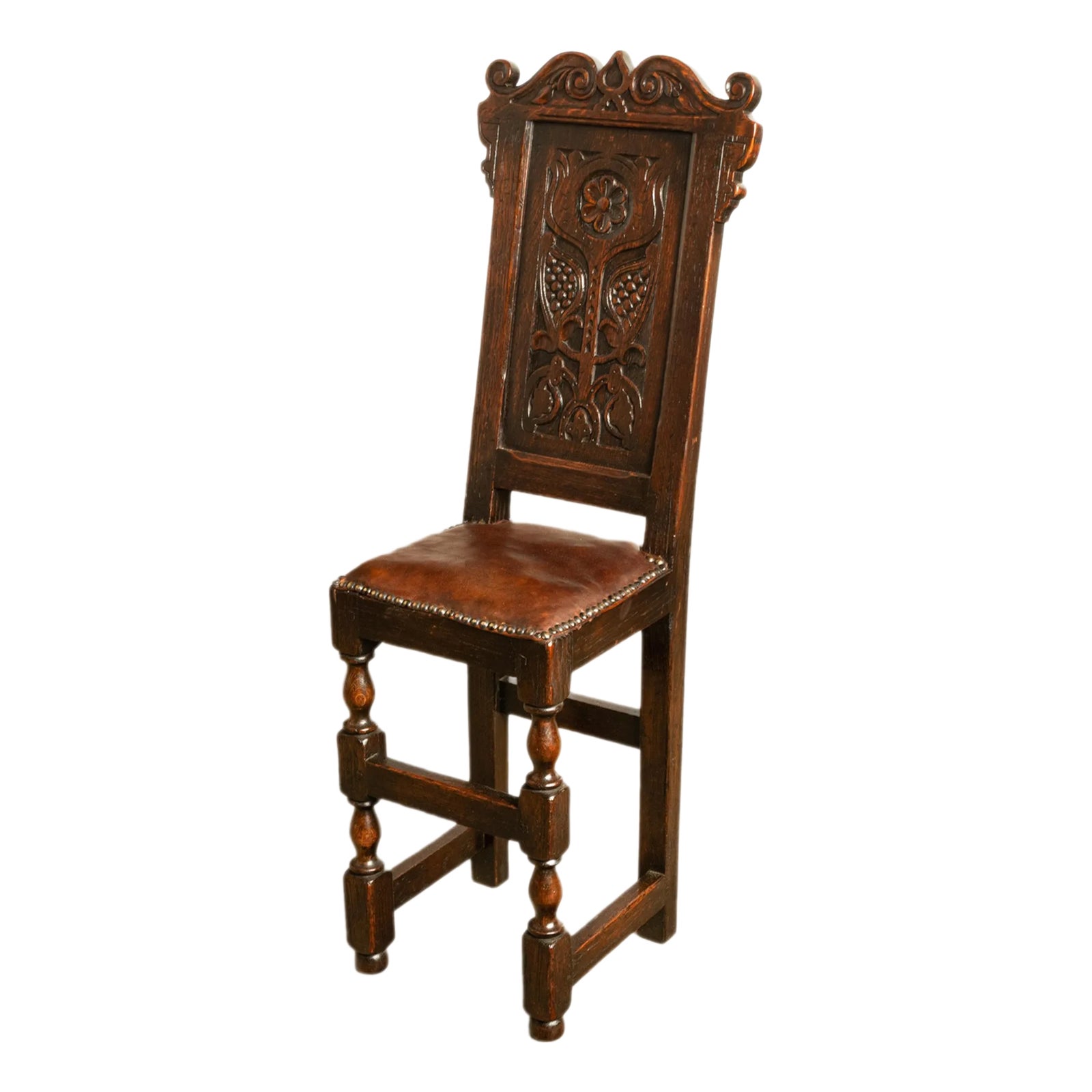 Antique 17th Century William & Mary Carved Oak Child's Wainscot Chair