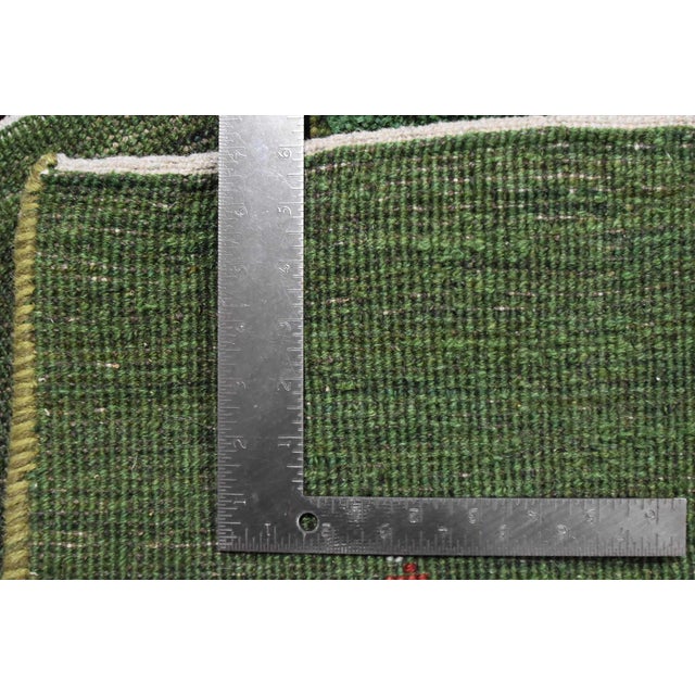 Gabbeh Rug 5’1” X 6’6” Green Wool Vintage Tribal Hand-Knotted Carpet For Sale - Image 13 of 13