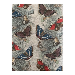 John Derian Designer Guild Butterfly Thistle Linen Fabric 1 3/8 Yards For Sale