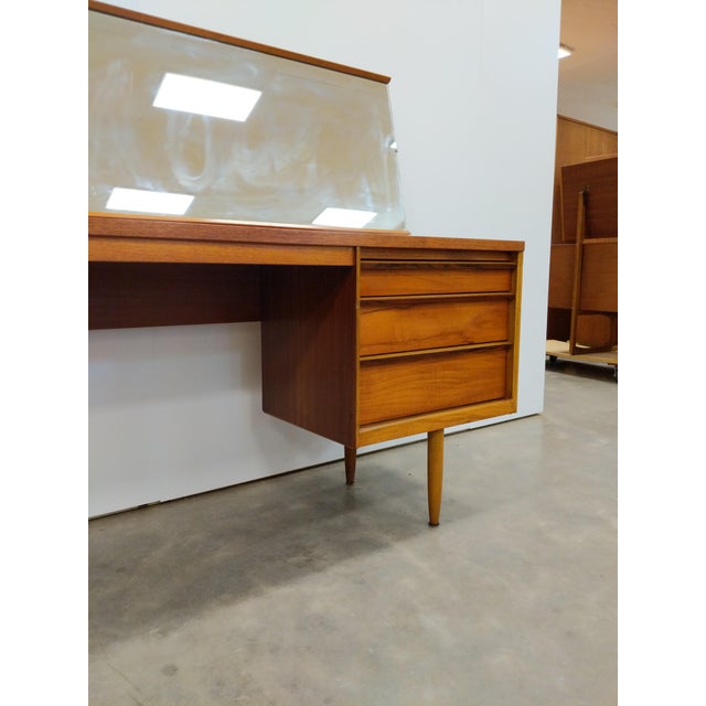 Vintage Mid Century Modern Teak Dressing Table / Desk With Mirror by Austinsuite For Sale - Image 4 of 8