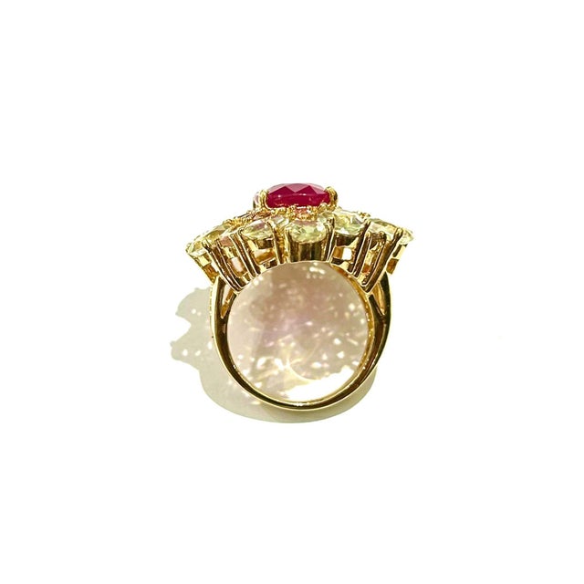 Bochic “Capri” Vintage Ruby, Yellow Sapphire & Amethyst Ring — 18K Gold & Silver For Sale - Image 10 of 11