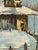 Vintage Signed Winter Landscape Oil Painting on Canvas in Hand-Carved Wood Frame, Rustic Snow Cabin Scene.. For Sale - Image 9 of 10