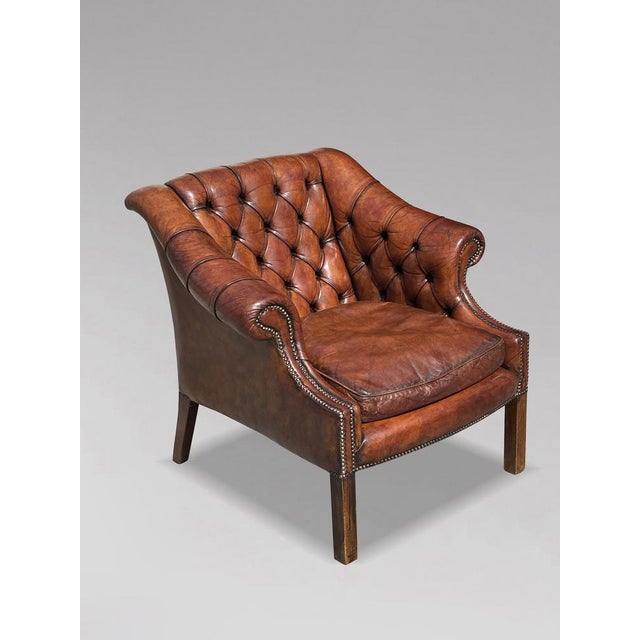 Antique Club Chair in Brown Leather, 1880 For Sale - Image 6 of 11
