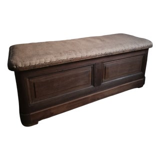 Antique French Oak Storage Bench, 1800s For Sale