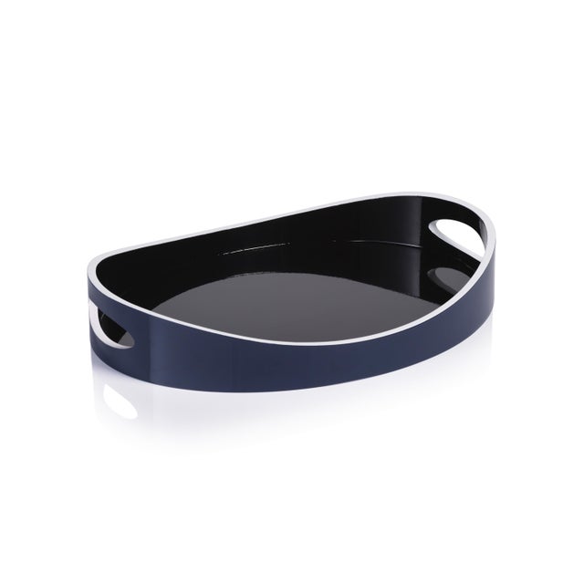 2020s Noir Marine Lacquered Serving Tray, Small For Sale - Image 5 of 5