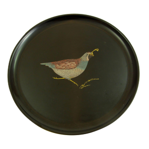 Vintage Couroc Bird Design Barware Round Serving Tray