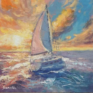 Sean Wu, Original Seascape of Sailing Boat