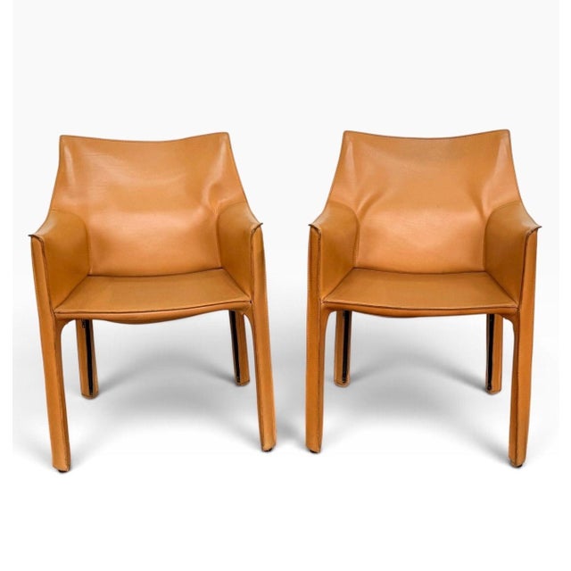 Mid-Century Modern Pair Mario Bellini "Cab 413" Chairs for Cassina, Italy C. 1970 For Sale - Image 3 of 7