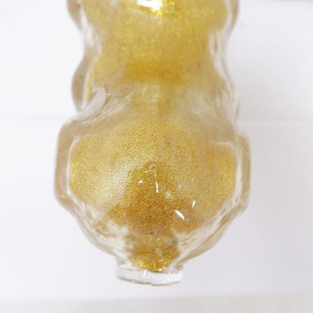 Vintage Clear Art Glass Figurine with Gold Glitter, 1990s For Sale - Image 11 of 15