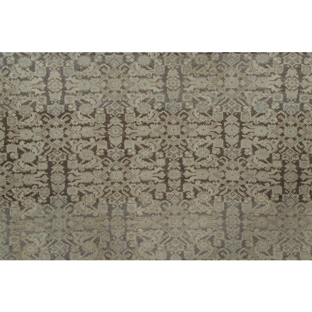 Traditional Antique Persian Malayer Rug in Brown and Cream With Geometric Pattern - Rug & Kilim For Sale - Image 3 of 7