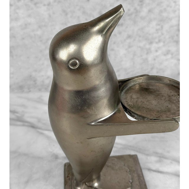 Metal Vintage Art Deco Pewter Penguin Butler Catchall Serving Dish For Sale - Image 7 of 10