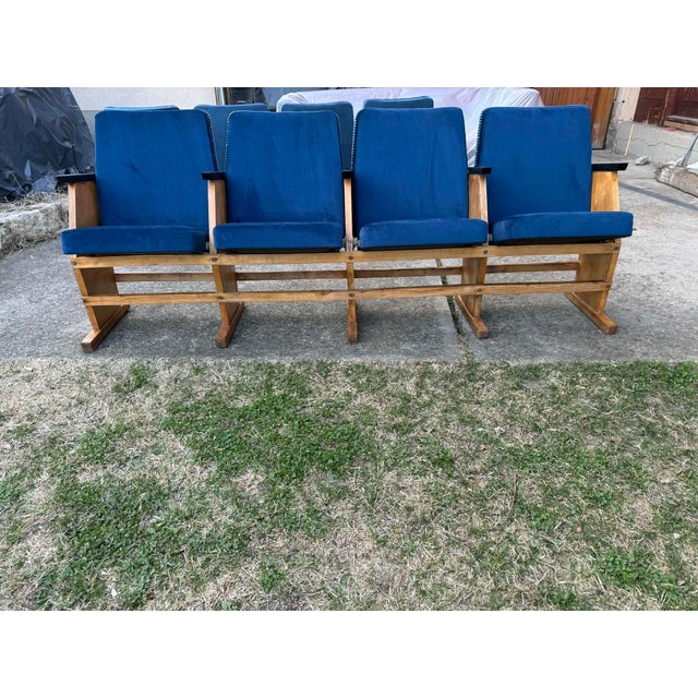 Mid-Century Modern Hungarian Cinema Four-Seater Bench, 1950s For Sale - Image 9 of 11