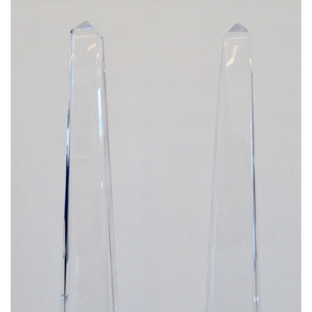 Plastic C 1998 Custom-Made, Monumentally Large & Solid Lucite Obelisks Decorative Accents - Pair For Sale - Image 7 of 9