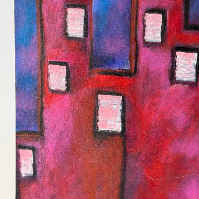 Magenta 1996 Postmodern Cityscape Painting For Sale - Image 8 of 9