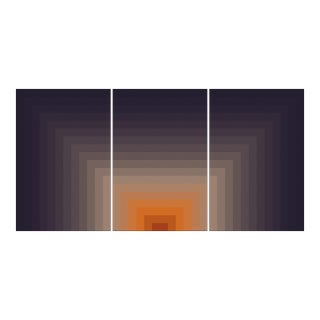 2025, Cave of Lights, Abstract Geometric Triptych, Color Transitions Giclée in Earth Tones by Cyd Fontaine For Sale