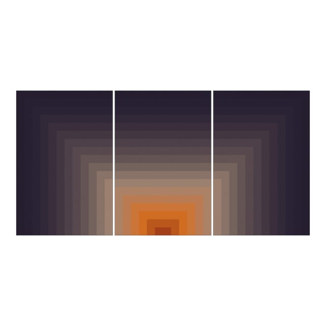 2025, Cave of Lights, Abstract Geometric Triptych, Color Transitions Giclée in Earth Tones by Cyd Fontaine For Sale