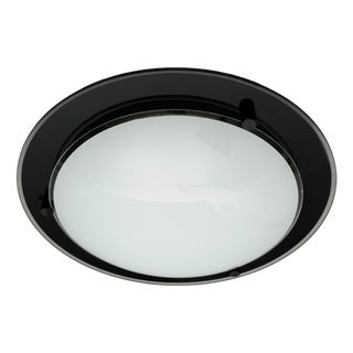 Space Age UFO Ceiling Lamp in Opal and Black Glass, 1970s For Sale