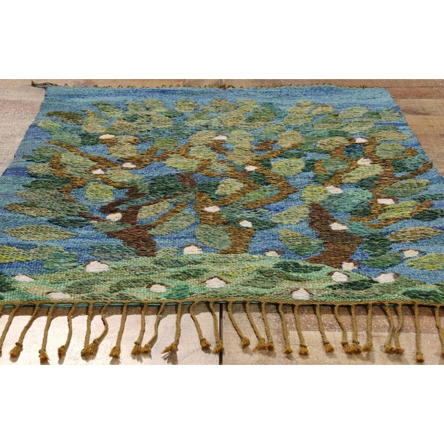 Signed Vintage Swedish Scandinavian Tapestry Rug - 03'00 X 03'09 For Sale - Image 9 of 10