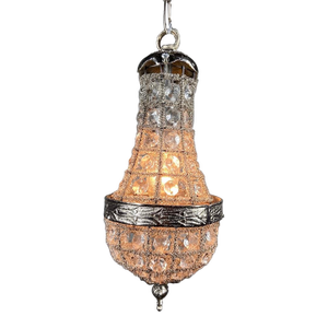 1980s French Louis XVI Silver Bronze Beaded Basket Chandelier