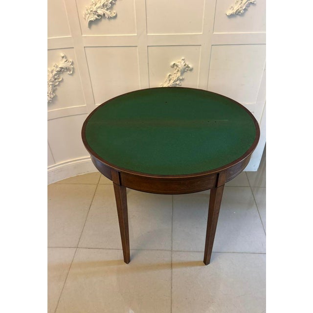 Antique Georgian Mahogany Demi Lune Console Table and Fold Over Card Games Table, 1800 For Sale - Image 6 of 11