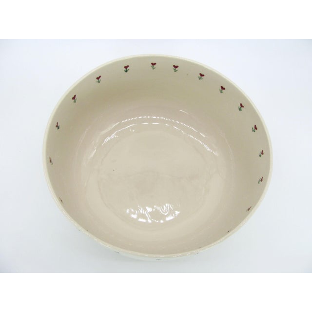 Brick Red 12" American Stoneware Hand Painted Red Heart Flower Great Bowl For Sale - Image 8 of 14