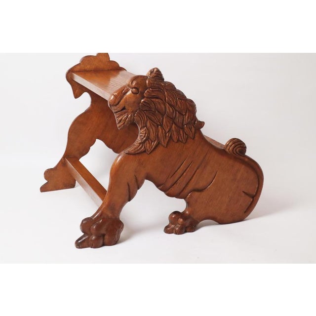 Wood Victorian Oak Lion Library Ladder, 1900 For Sale - Image 7 of 18