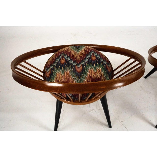 Brown Circle Chairs by Yngve Ekström for Swedese, Sweden, 1950s, Set of 2 For Sale - Image 8 of 17
