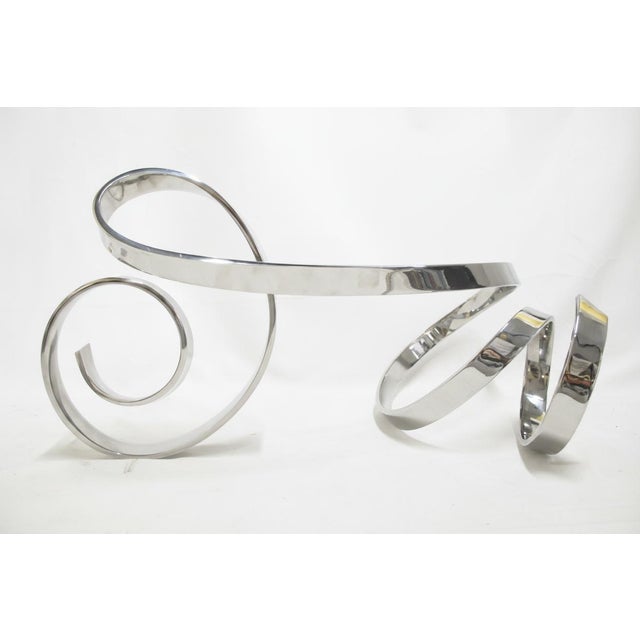 Late 20th Century David Elijah Herschler Chrome Freestanding Ribbon Twist Modern Art Sculpture For Sale - Image 5 of 17