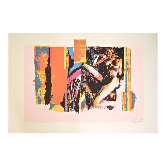 Nude Lying Model - Original Screen Print by Nicola Simbari - 1976 For Sale