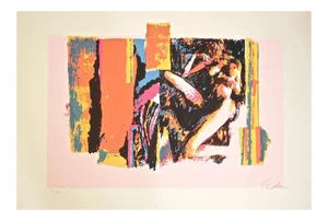Nude Lying Model - Original Screen Print by Nicola Simbari - 1976