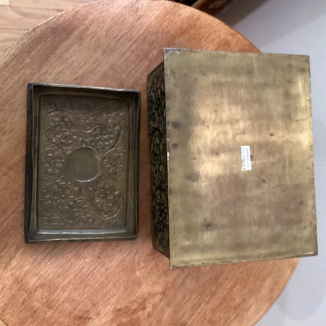 Metal Vintage Sarreid Brass Lidded Trasure Box Circa 1970s For Sale - Image 7 of 13