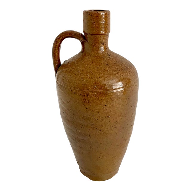 French Glazed Terracotta Pottery Jug For Sale