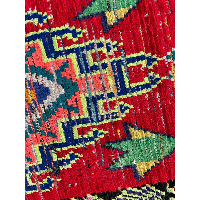 Textile Red Moroccan Berber Traditional Boucherouite Rug For Sale - Image 7 of 7