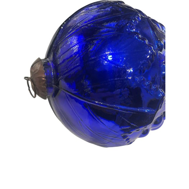 Oversized Vintage Cobalt Blue Glass Grape Cluster Kugel Ornament For Sale In Louisville - Image 6 of 12