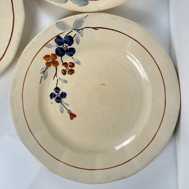 Dinner Plates with Floral Motif from Sarreguemines, 1930s, Set of 5 For Sale - Image 11 of 13