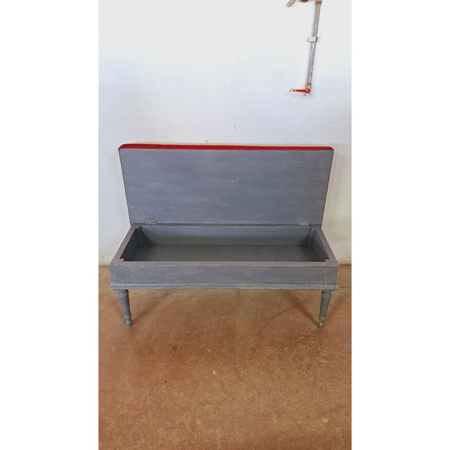 Wood Upholstered Wooden Bench, 2010s For Sale - Image 7 of 9