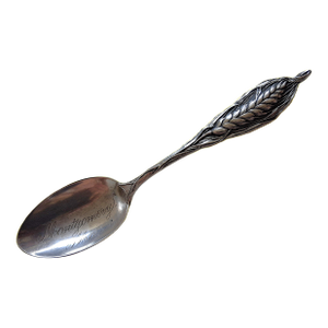 Rare 1903 Watson Art Nouveau Wheat 5 1/2" Sterling Silver Montogomery, Mo Souvenir Spoon