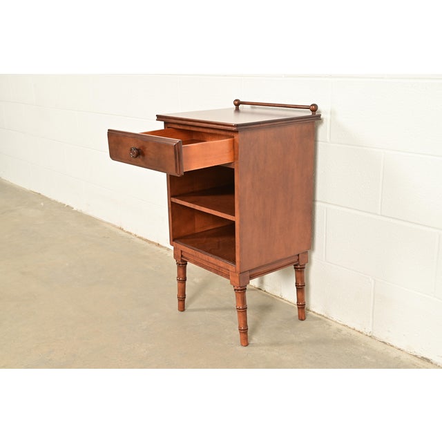 Stickley Brothers Antique Regency Solid Birch Faux Bamboo Nightstand, Newly Refinished For Sale In South Bend - Image 6 of 18