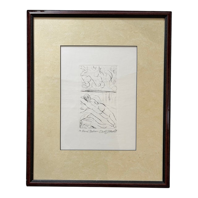 Leslie Fawkes Original Drypoint Etching "French Bedroom" (1987) – Rare 1/7 Edition, 1992 Gallery Provenance For Sale