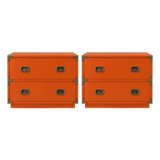 Mid Century Modern Campaign Nightstands - Pair For Sale