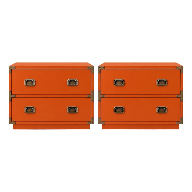 Mid Century Modern Campaign Nightstands - Pair For Sale