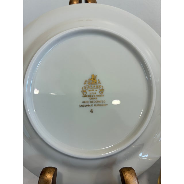 Vintage Pickard Fine China Bread Plates, Set of 8, Burgundy & Gold Fan Accent For Sale - Image 12 of 12
