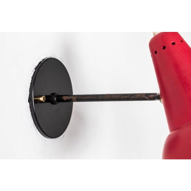 1950s Italian Red Articulating Sconces Attributed to Gino Sarfatti For Sale - Image 12 of 13