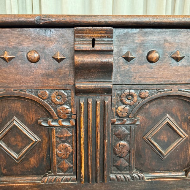 Antique Artisan Hand Carved Mahogany Blanket Chest Trunk For Sale In New York - Image 6 of 10