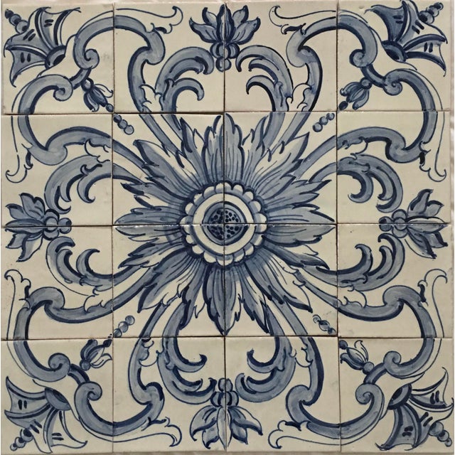 Hand Painted Portuguese Tile Mural - 16 Pieces | Chairish
