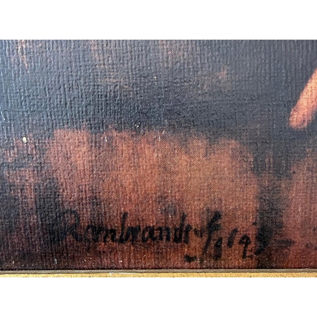 Realism 17th Century Young Woman at an Open Half Door, Rembrandt Reproduction For Sale - Image 3 of 4