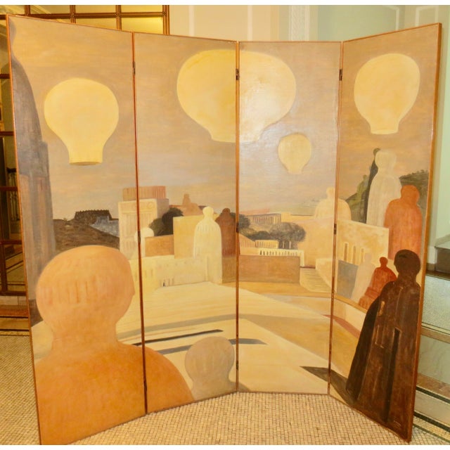 Wood Salvatore Fiume Italian Floor Screen Dated 1954 For Sale - Image 7 of 17